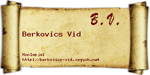 Berkovics Vid névjegykártya